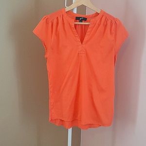 Coral V-neck Blouse